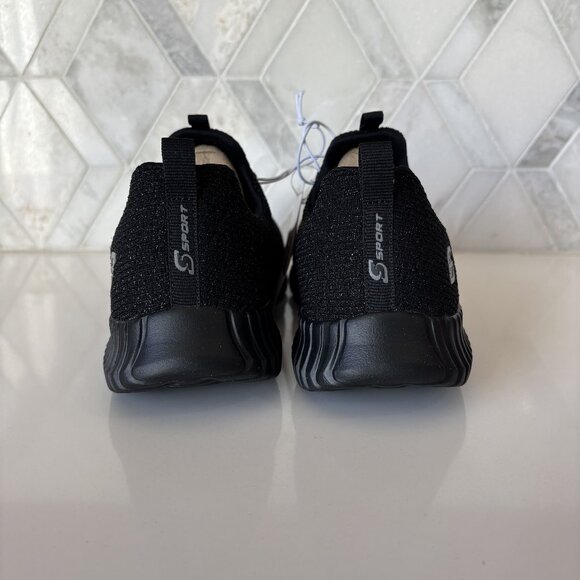 8.5 Charlize Black Textile Padded Sole Slip On Lace Decor Pull Low Top Sneaker - Picture 11 of 14